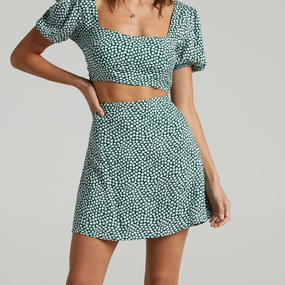 Showpo Green and White Skirt Set